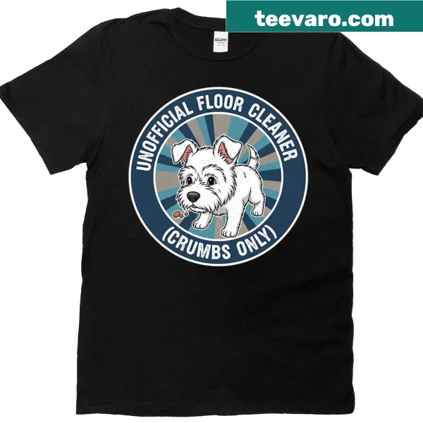 Oversized t-shirt with 'Unofficial Floor Cleaner' text design for dog lovers