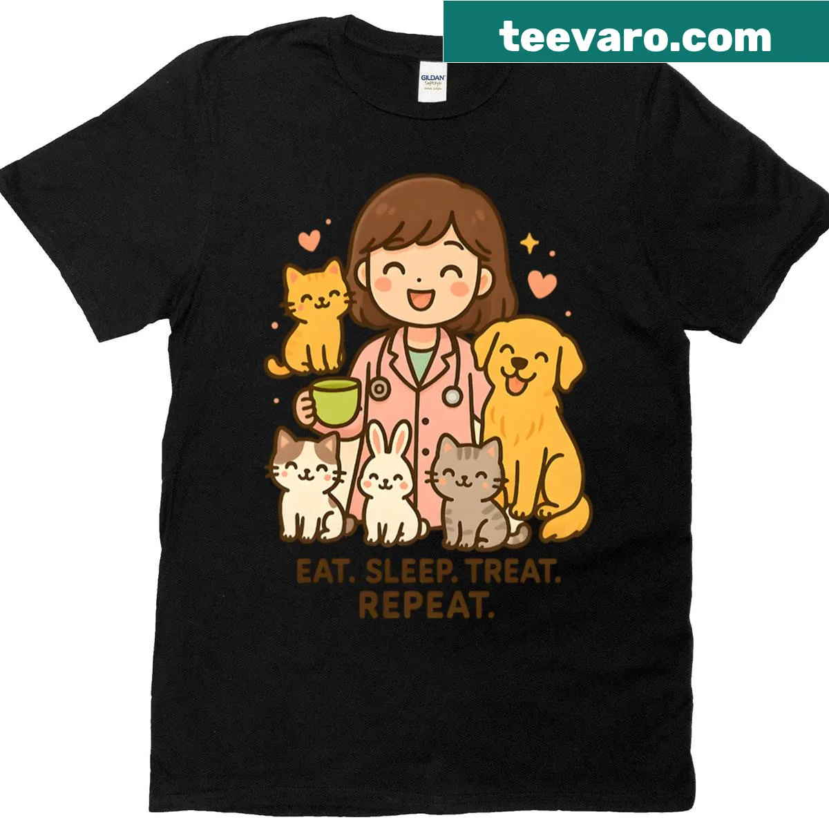 T-shirt featuring the Vet Life routine in bold text — on a men's t-shirt
