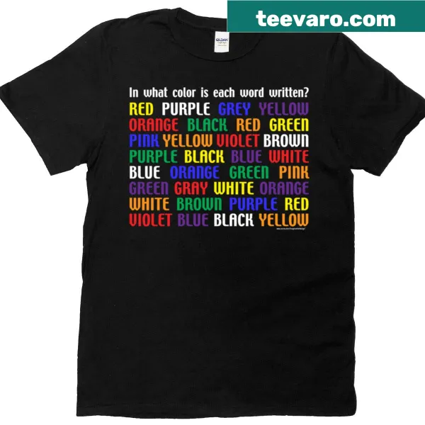 T-shirt featuring playful typography asking 'What's My Color?'