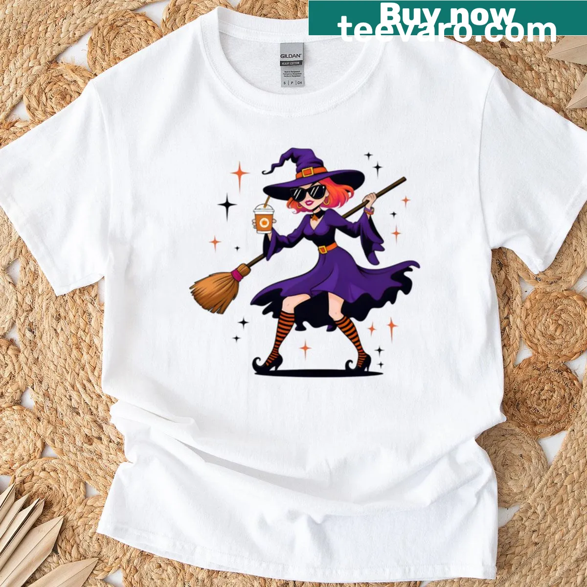 Playful 'Witch Please' graphic on a T-shirt — on a men's t-shirt