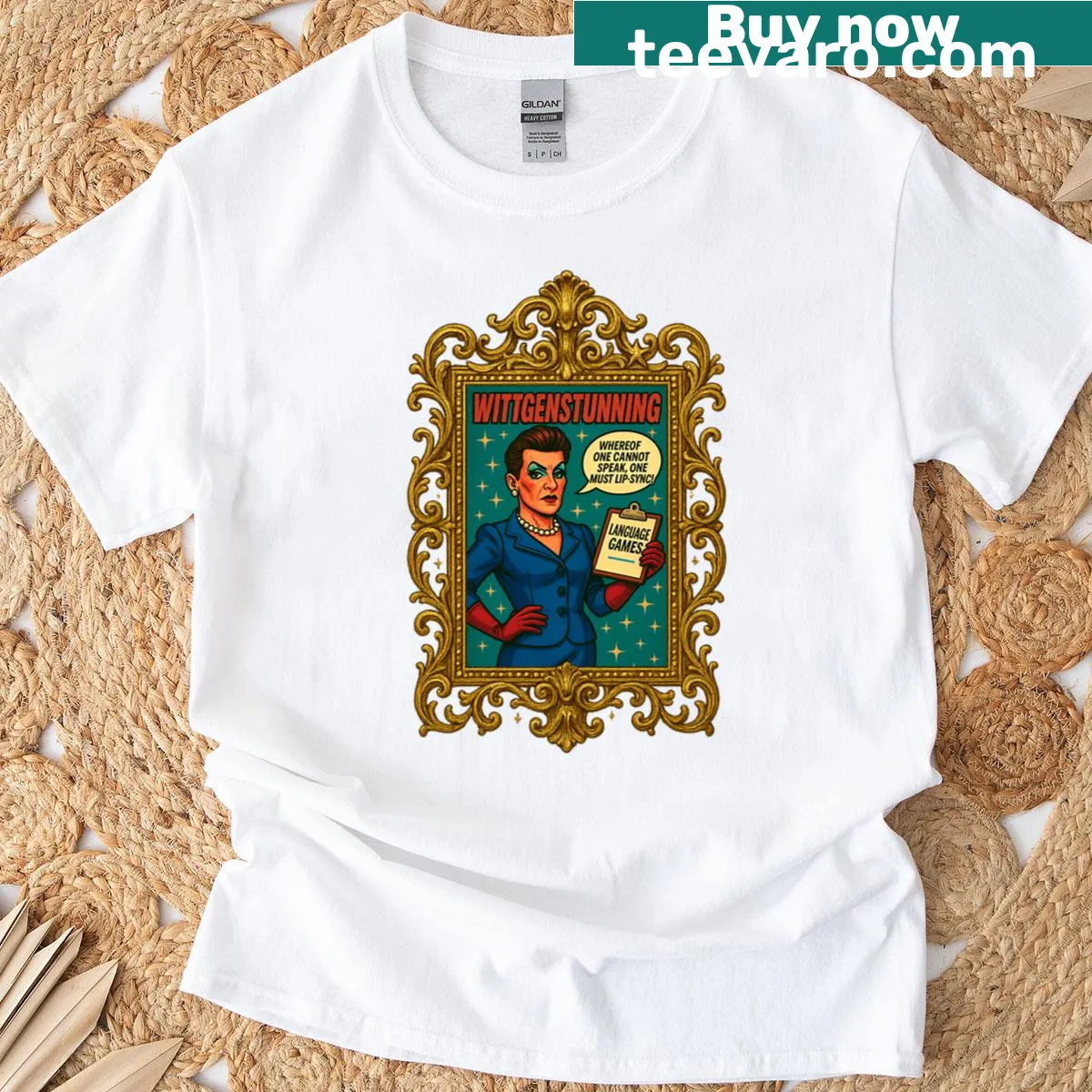 Graphic T-shirt featuring Wittgenstein's philosophy and lemonade art — on a men's t-shirt