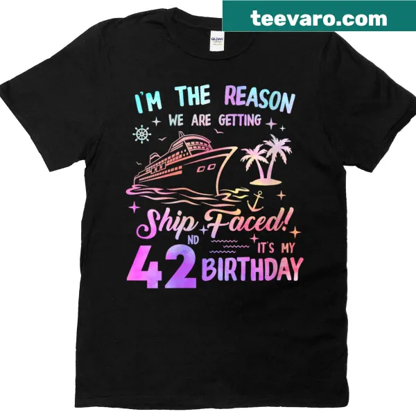 Funny birthday cruise t-shirt celebrating turning 42