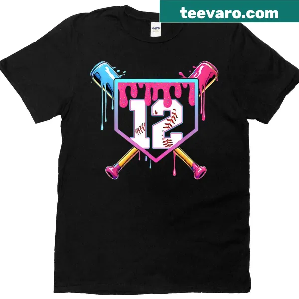 Birthday T-shirt for kids featuring baseball and ice cream design
