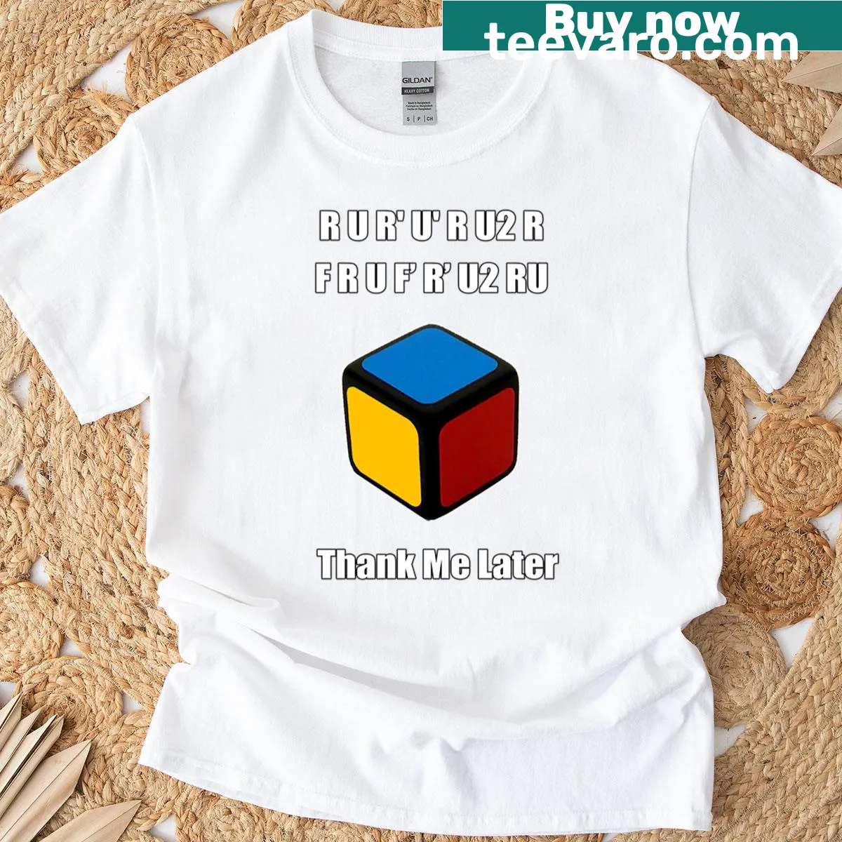 Graphic tee featuring a playful Rubik's Cube design — on a men's t-shirt