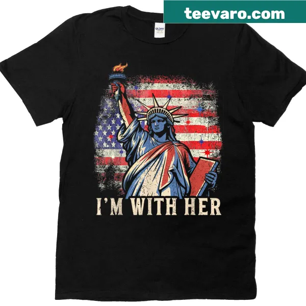 Statue of Liberty graphic with text 'I'm with her' for July 4th