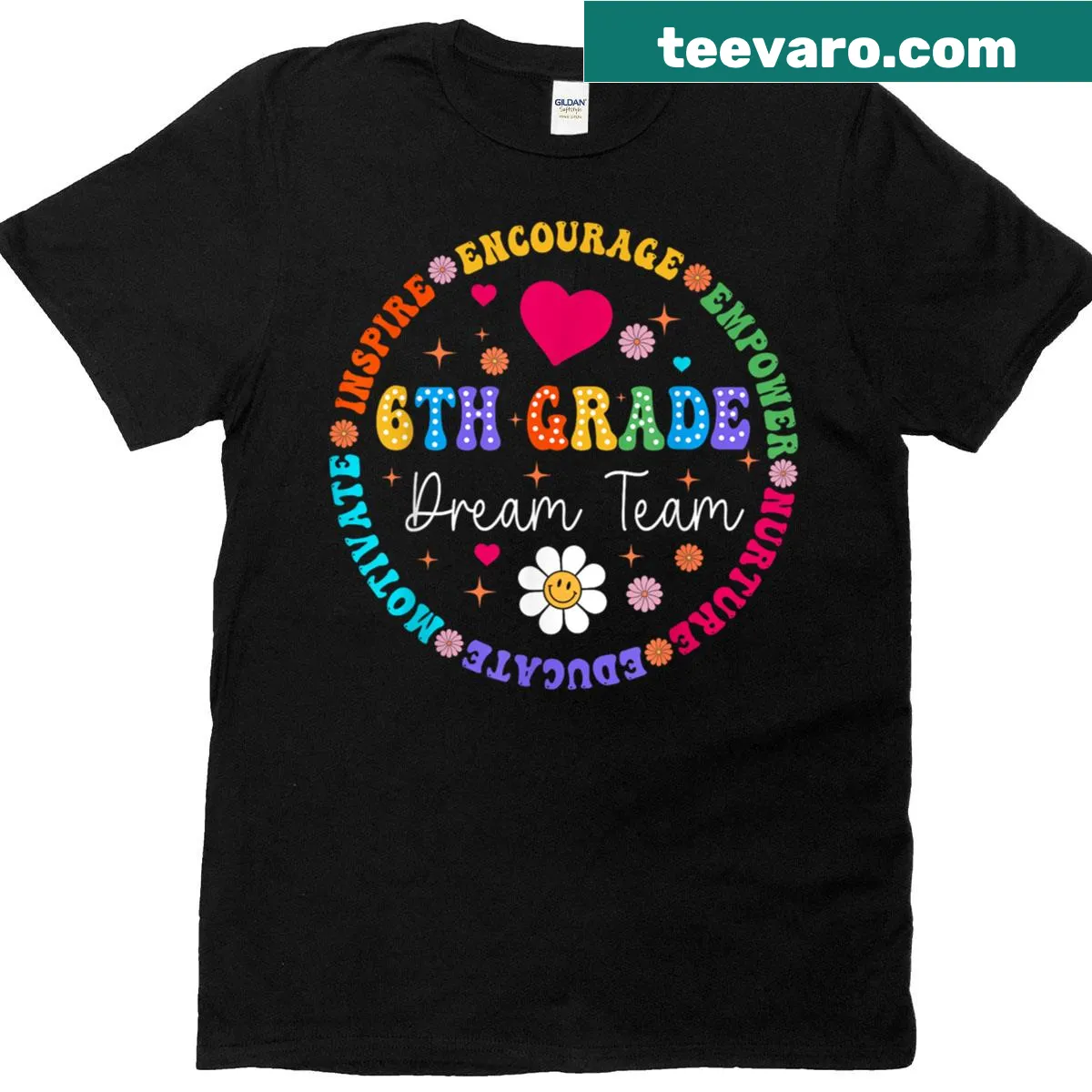Inspirational T-shirt for sixth grade teachers with Dream Team text — on a men's t-shirt