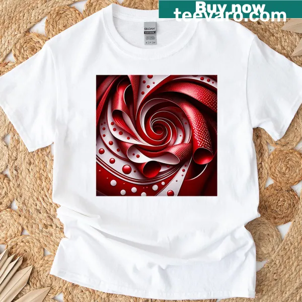 T-shirt with an abstract Fibonacci spiral design