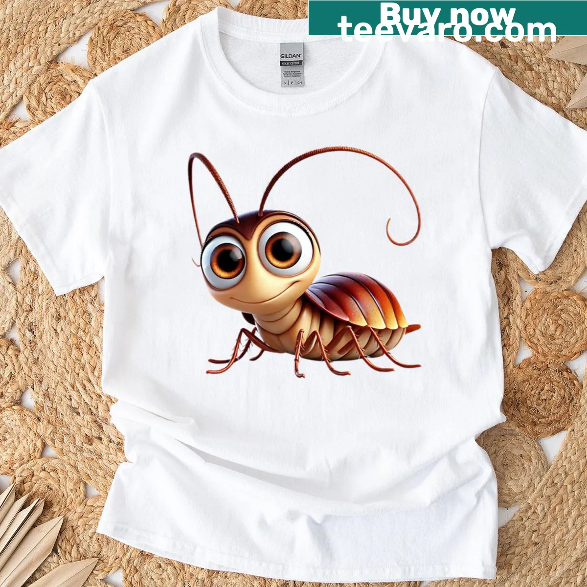 Cute illustration of a brown-banded cockroach on a T-shirt — on a men's t-shirt