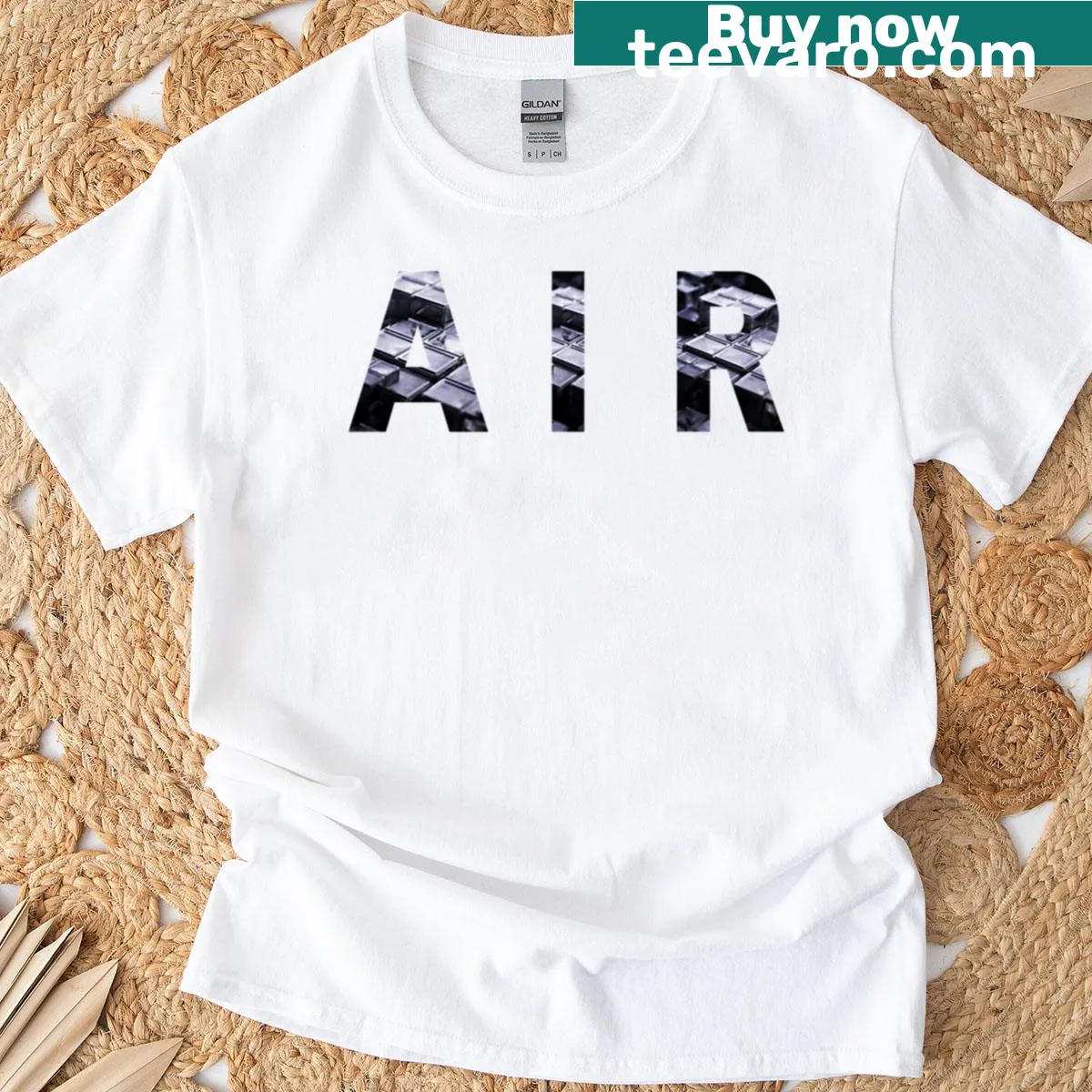 T-shirt with bold text 'Air Black And Silver 1' design — on a men's t-shirt