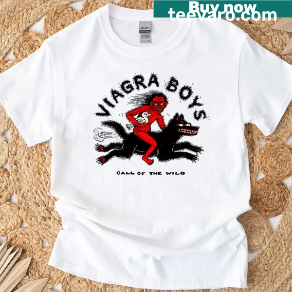 Rockwave-inspired typography t-shirt featuring Viagra Boys vibe