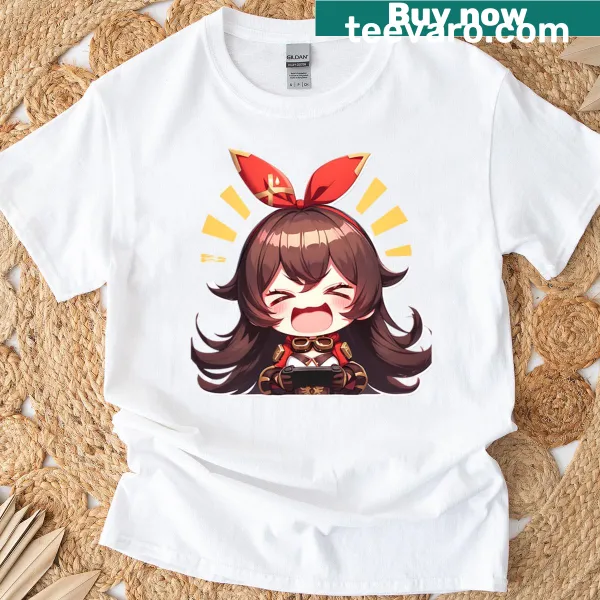 Genshin Impact-themed t-shirt with playful Amber illustration