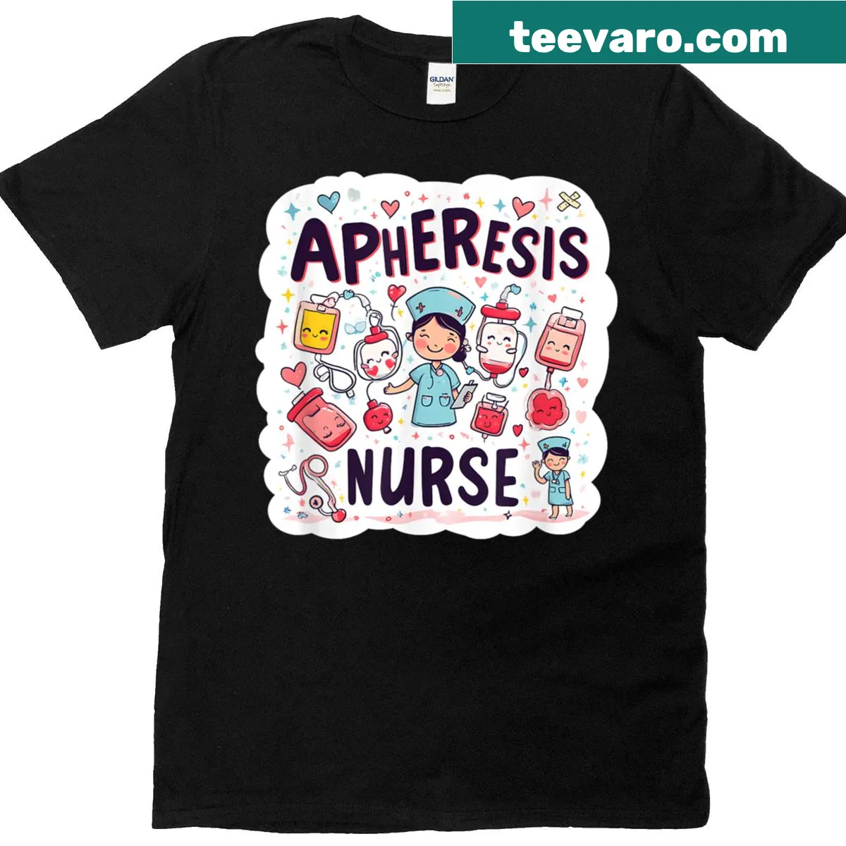 Funny apheresis nurse T-shirt for blood donation — on a men's t-shirt