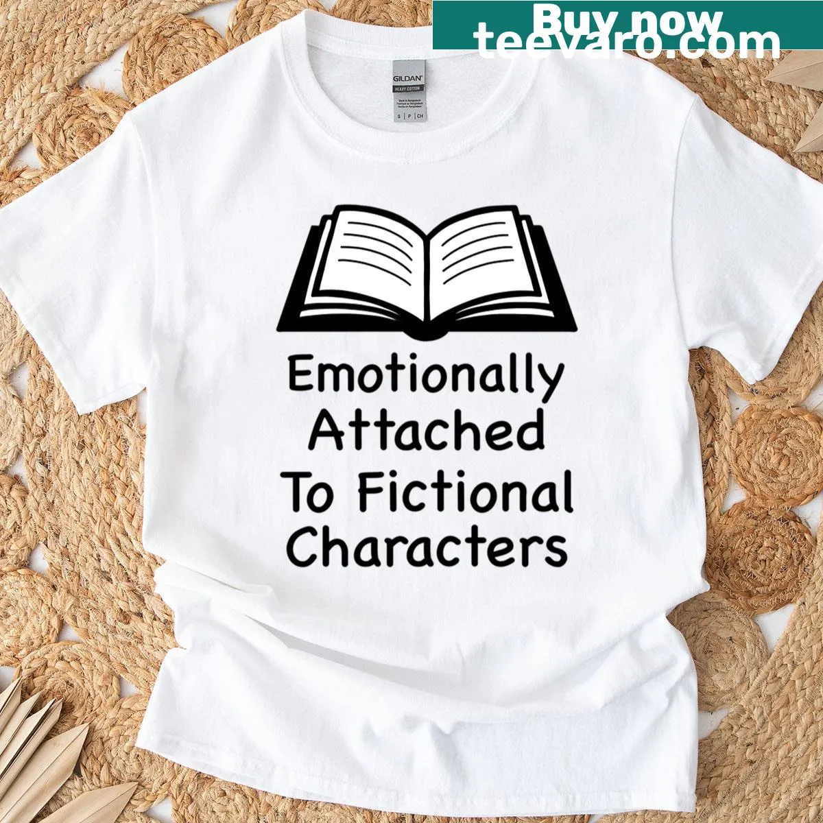 Text design T-shirt celebrating attachment to fictional characters. — on a men's t-shirt