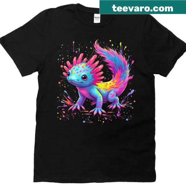 Cute kawaii axolotl design on a T-shirt for animal lovers
