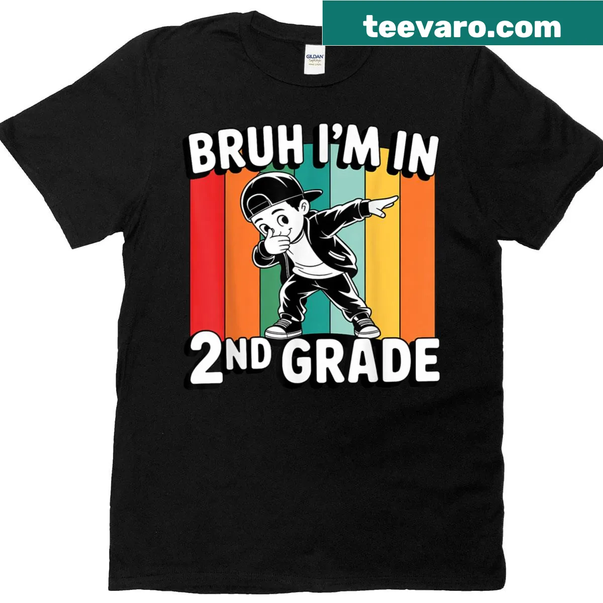 Dabbing boy graphic on T-shirt for 2nd graders — on a men's t-shirt