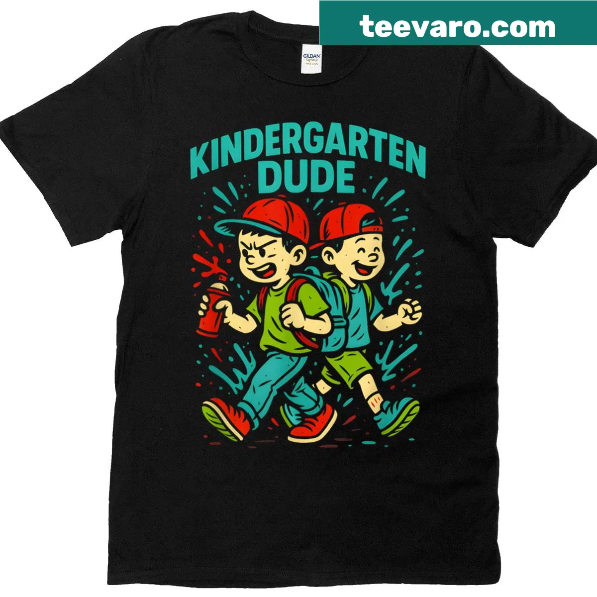 Illustrative design for kids about going back to school — on a men's t-shirt