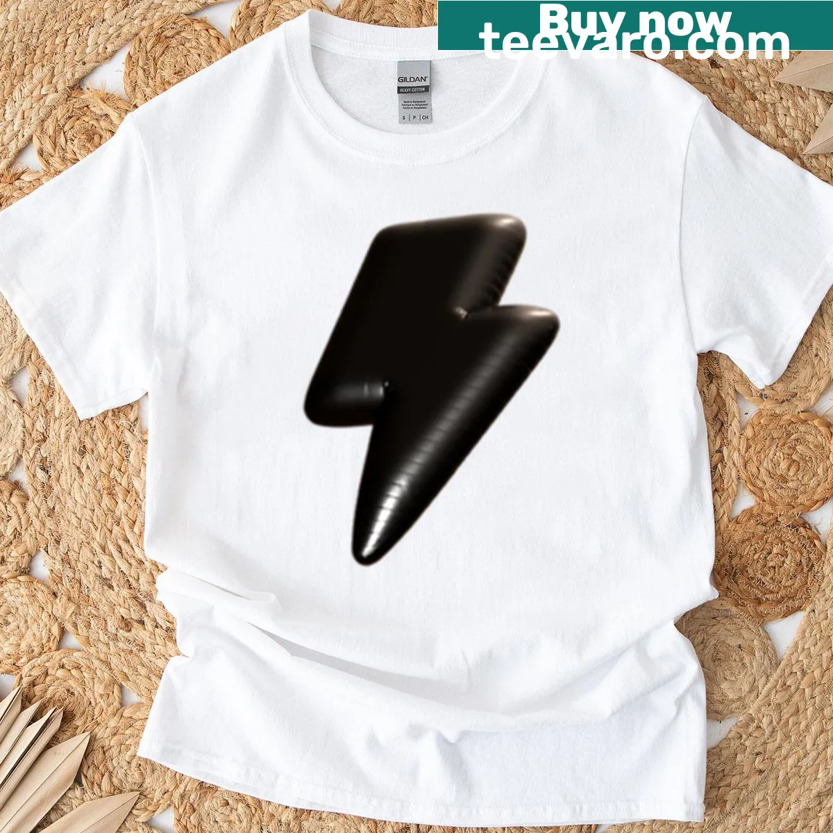 Playful Balloon Flash T-shirt with dynamic typography design — on a men's t-shirt