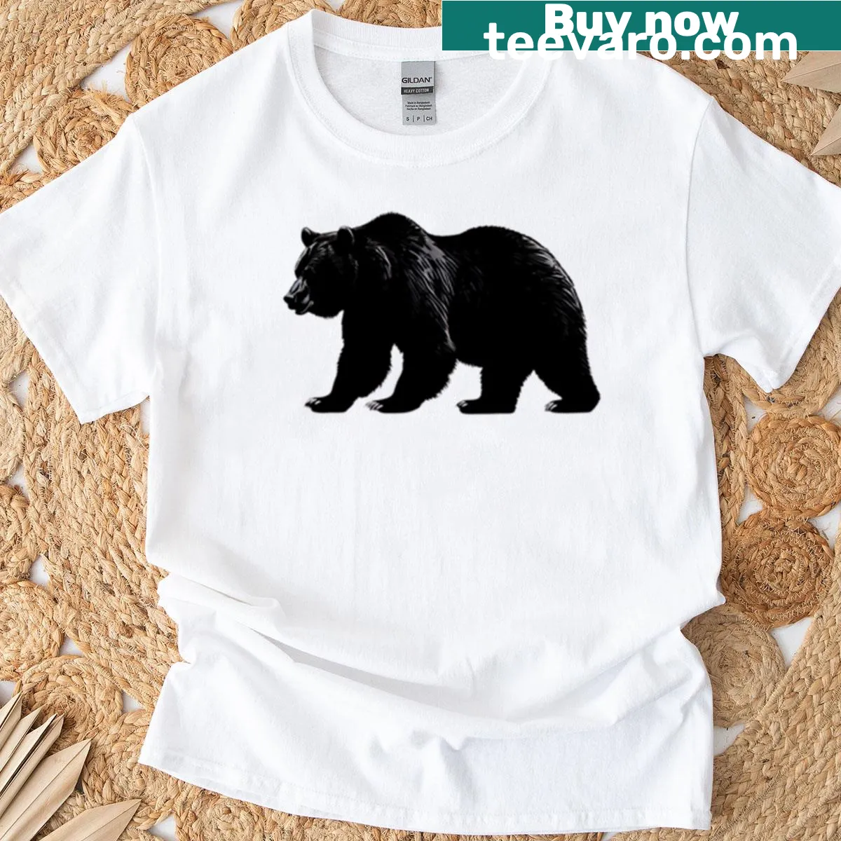 Minimalist bear silhouette graphic tee — on a men's t-shirt