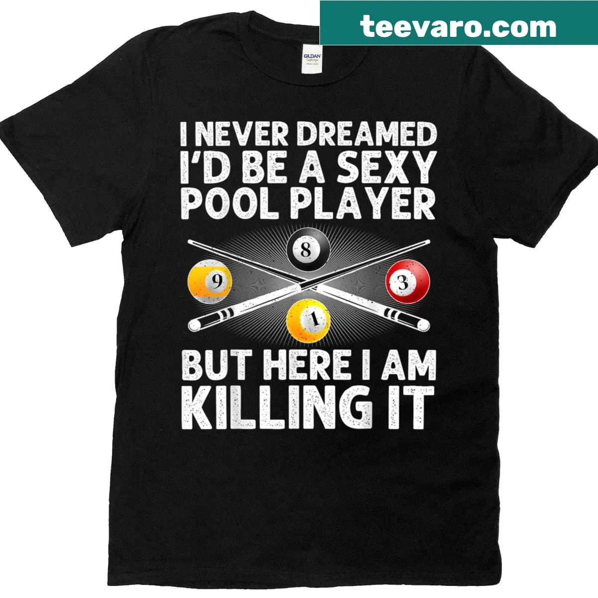 T-shirt featuring engaging pool-themed graphics for billiards lovers — on a men's t-shirt