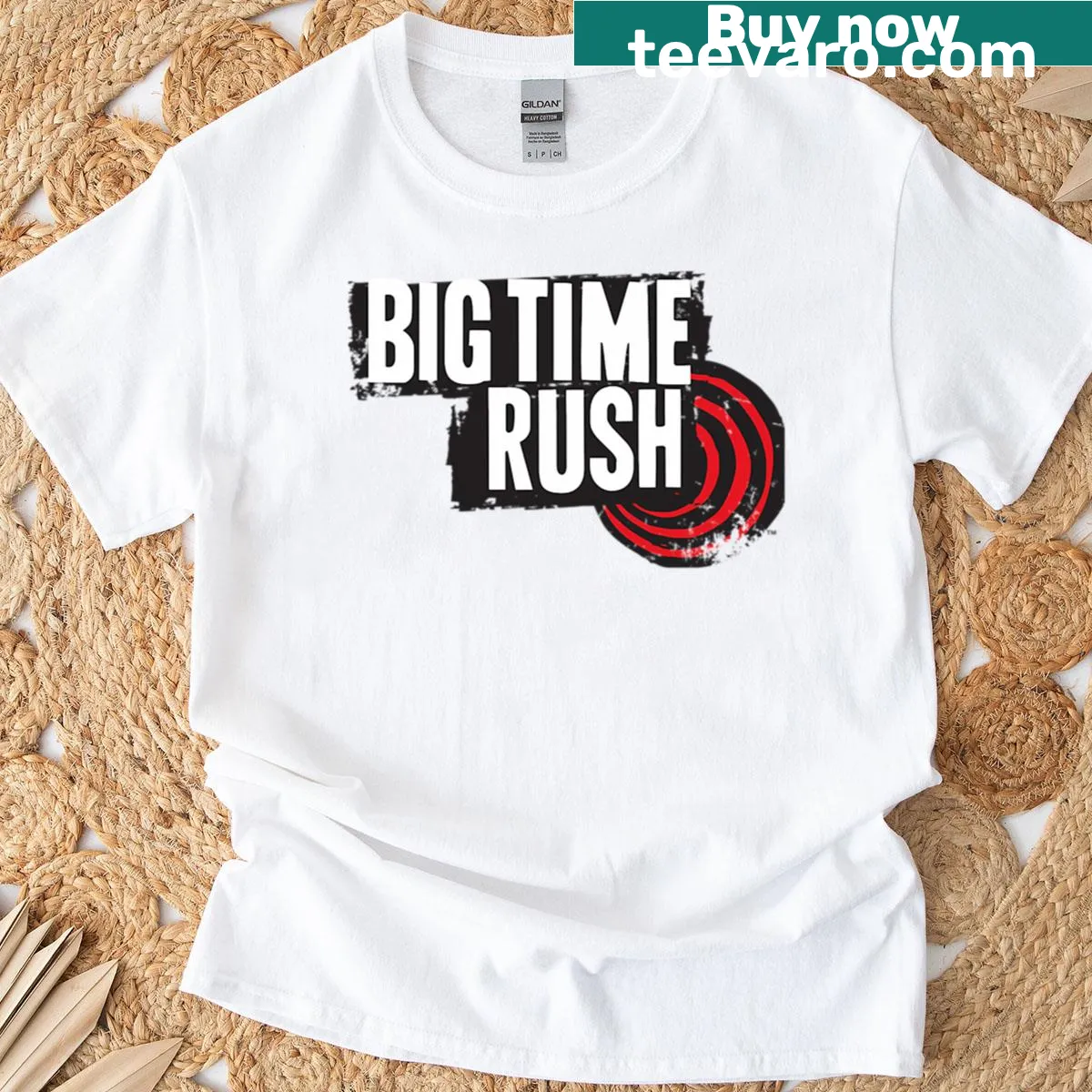 Boy band inspired graphic T-shirt with playful elements — on a men's t-shirt