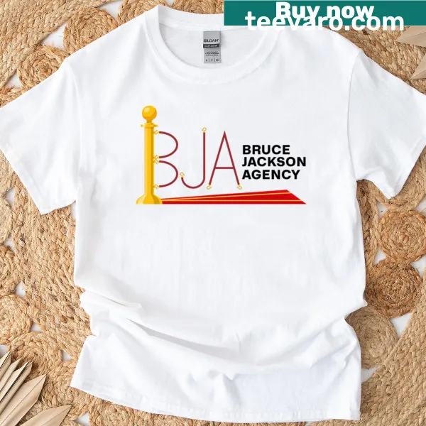 Bold typography graphic of Bja Agency on tee