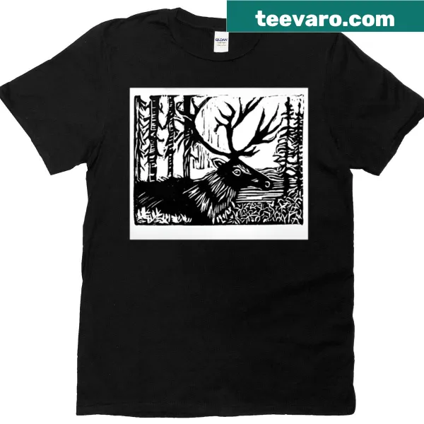 Outdoor-themed graphic t-shirt with mountains and a compass illustration