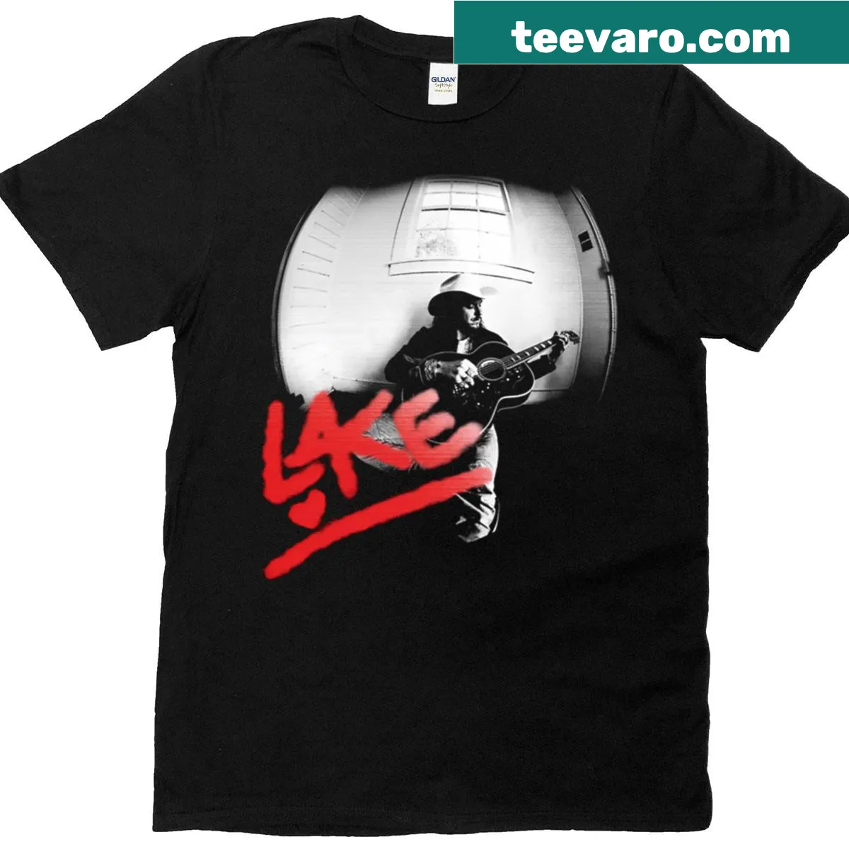 Musical graphic t-shirt featuring sound waves and notes — on a men's t-shirt