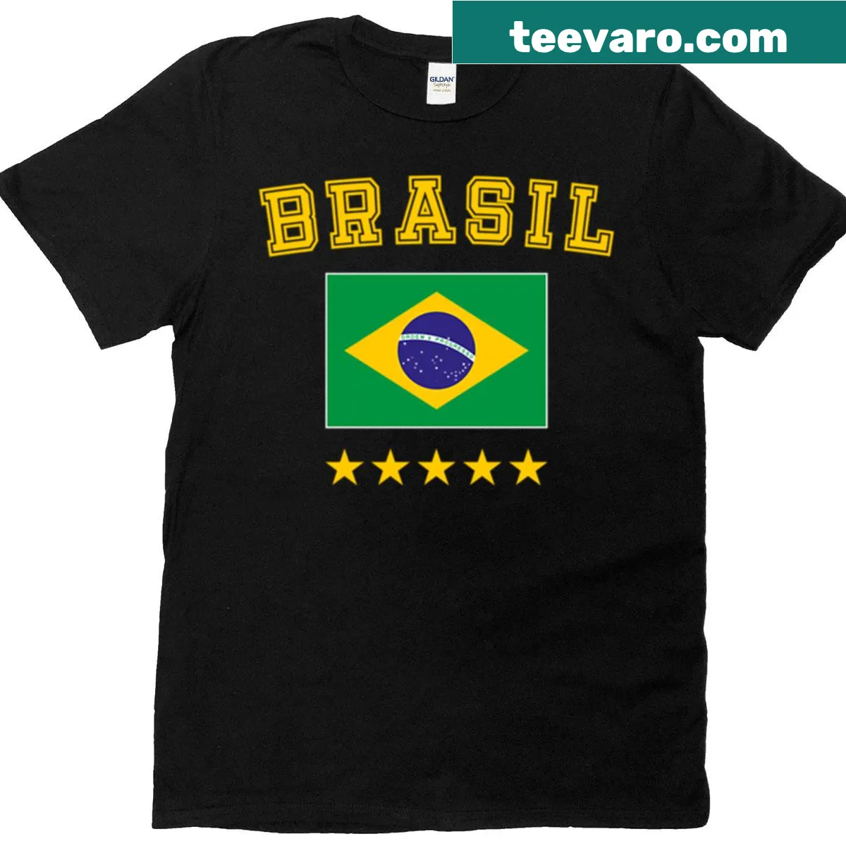Brasil shirt with flag design and personalized name feature — on a men's t-shirt