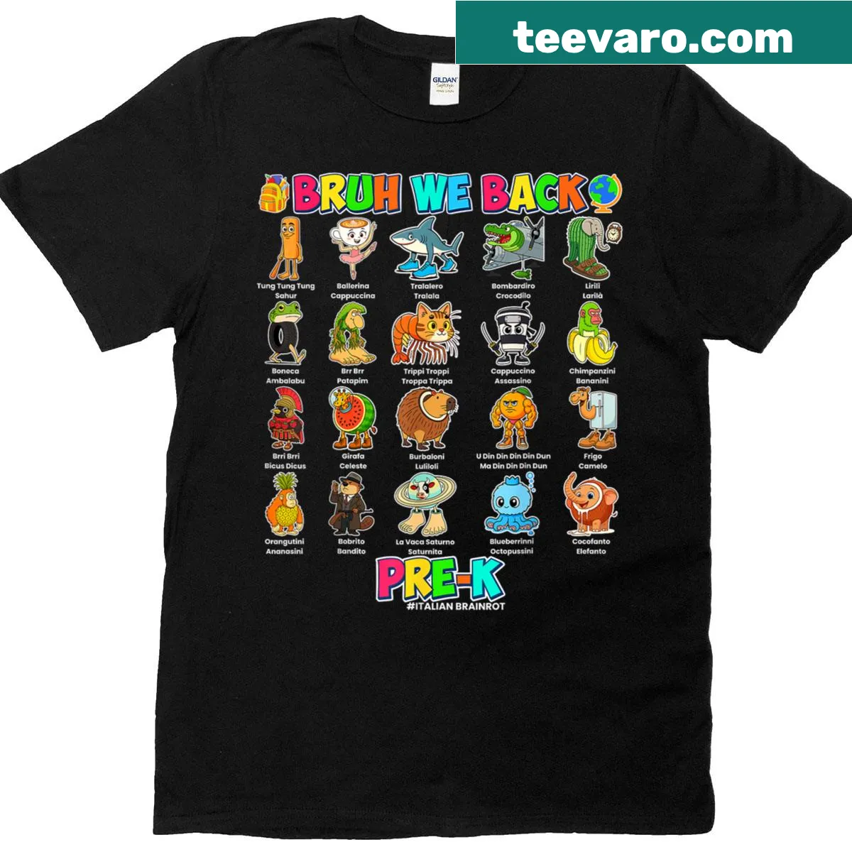 Funny pre-k t-shirt with humorous Italian Brainrot design for boys — on a men's t-shirt