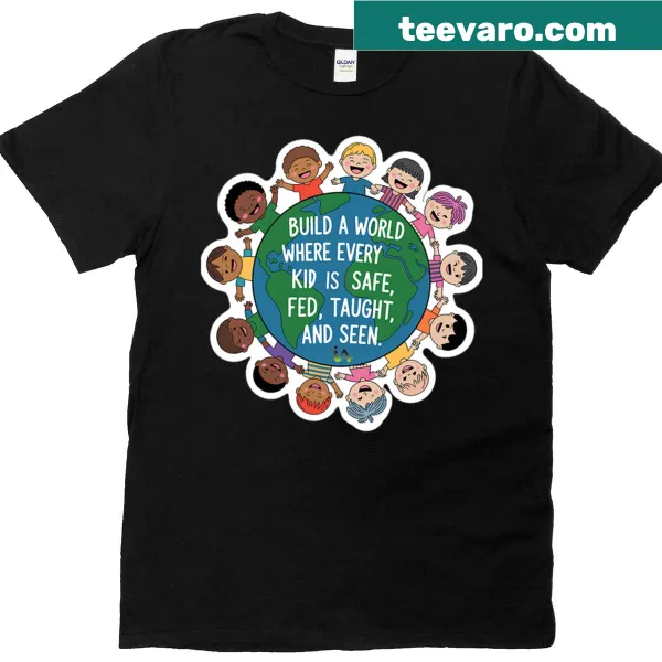 Inspirational Build A World t-shirt with creative typography