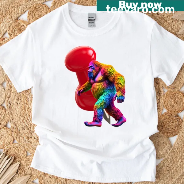Playful t-shirt featuring a whimsical Bigfoot design