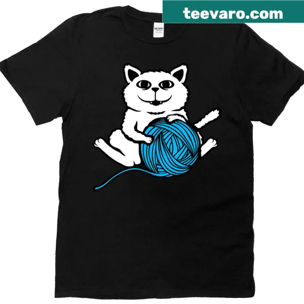 Illustration of a cat playing with a ball of yarn
