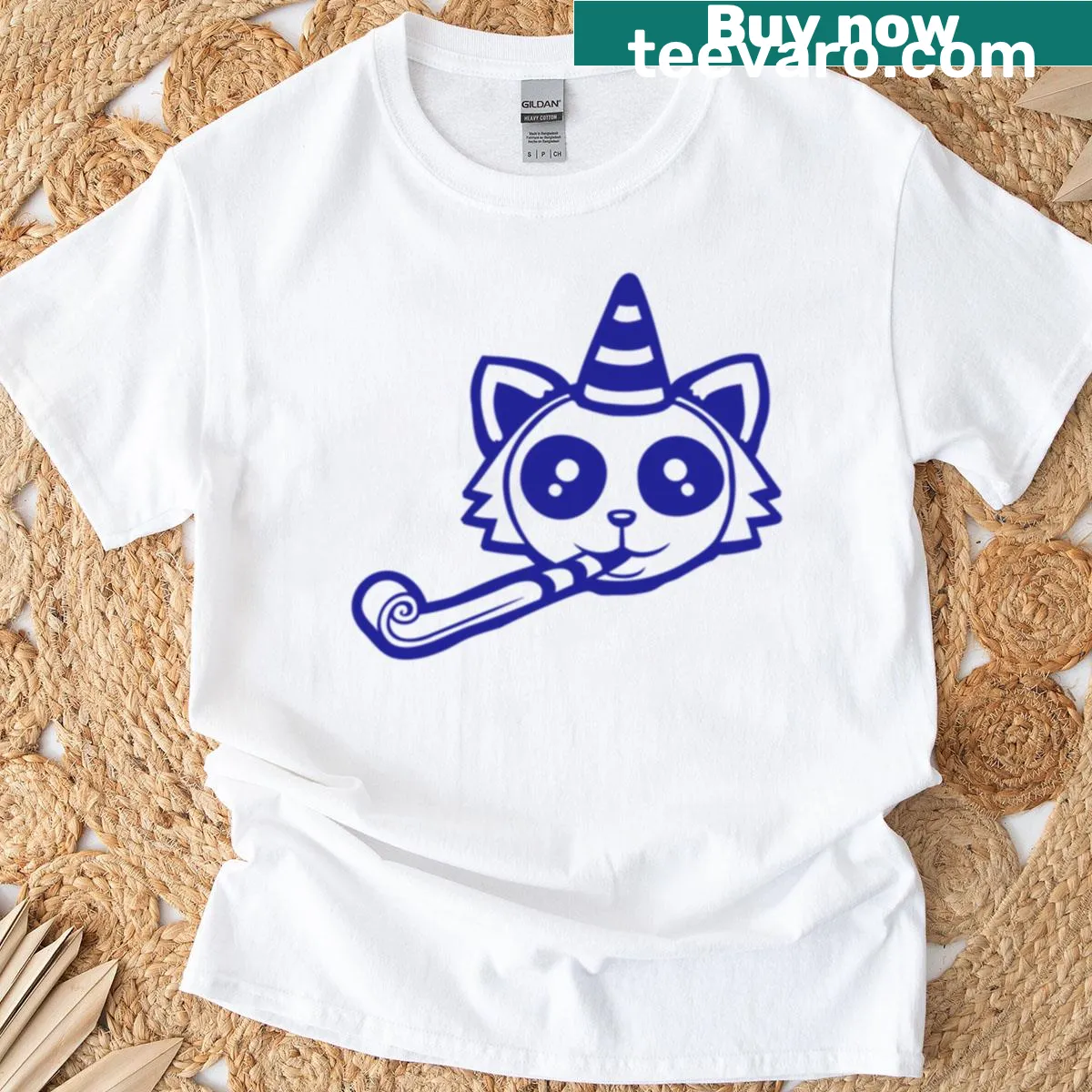 Fun birthday-themed cat t-shirt with party hat and celebratory design — on a men's t-shirt