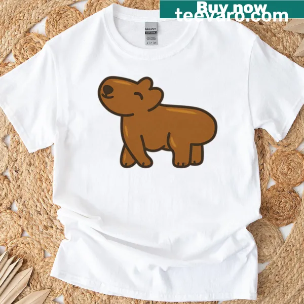 Chill cartoon capybara on a t-shirt