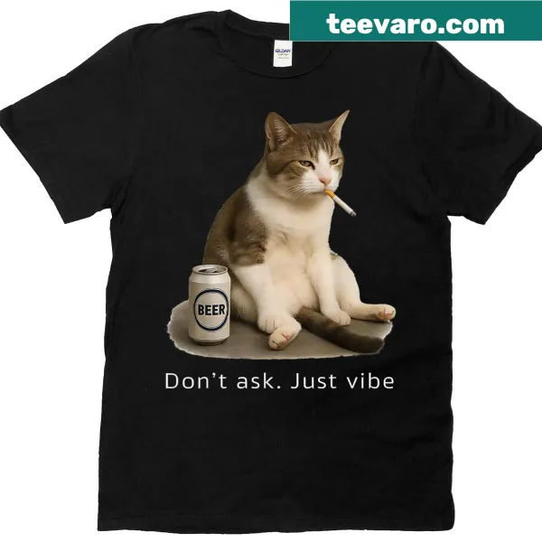 Cartoon kitten graphic with a funny smoking meme design