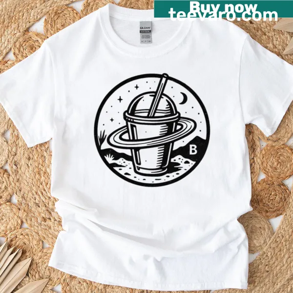 Minimalist black line logo for Cosmic Bisbee on t-shirt