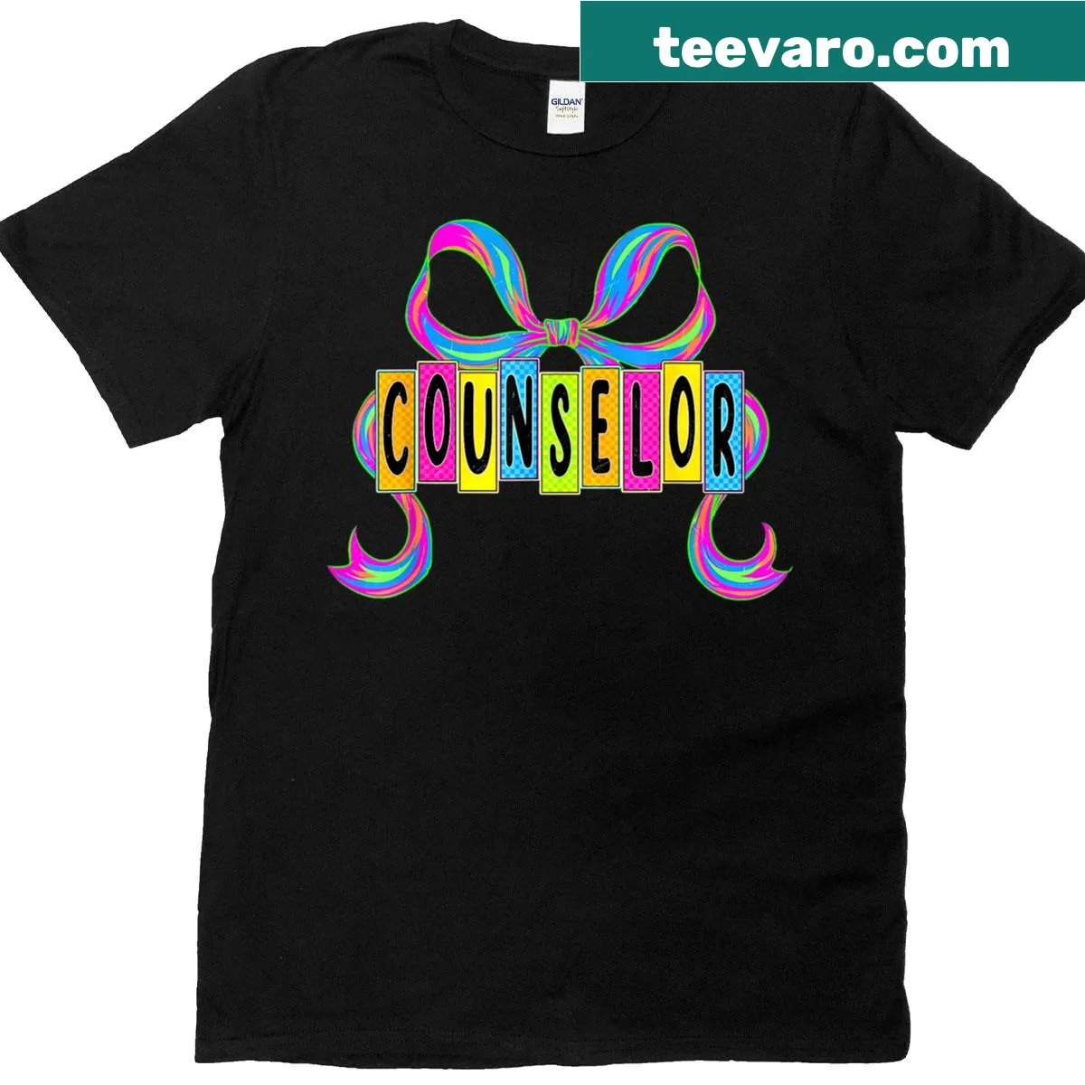 Bow design with 'Counselor' text on a school-themed shirt — on a men's t-shirt