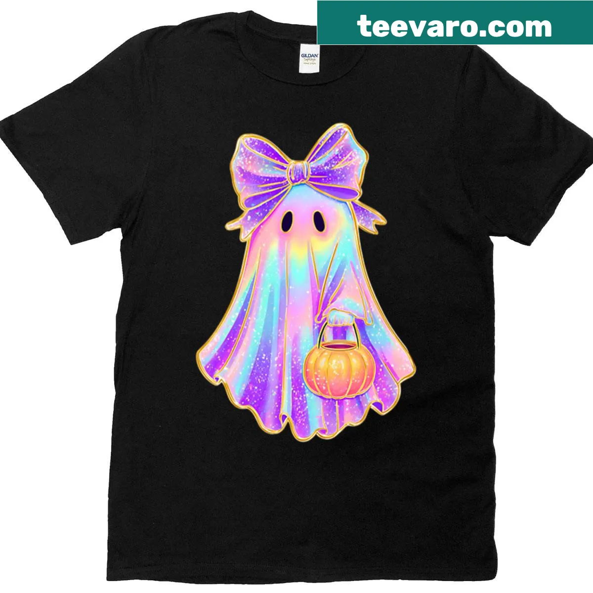 Cute Halloween ghost illustration on a T-shirt — on a men's t-shirt