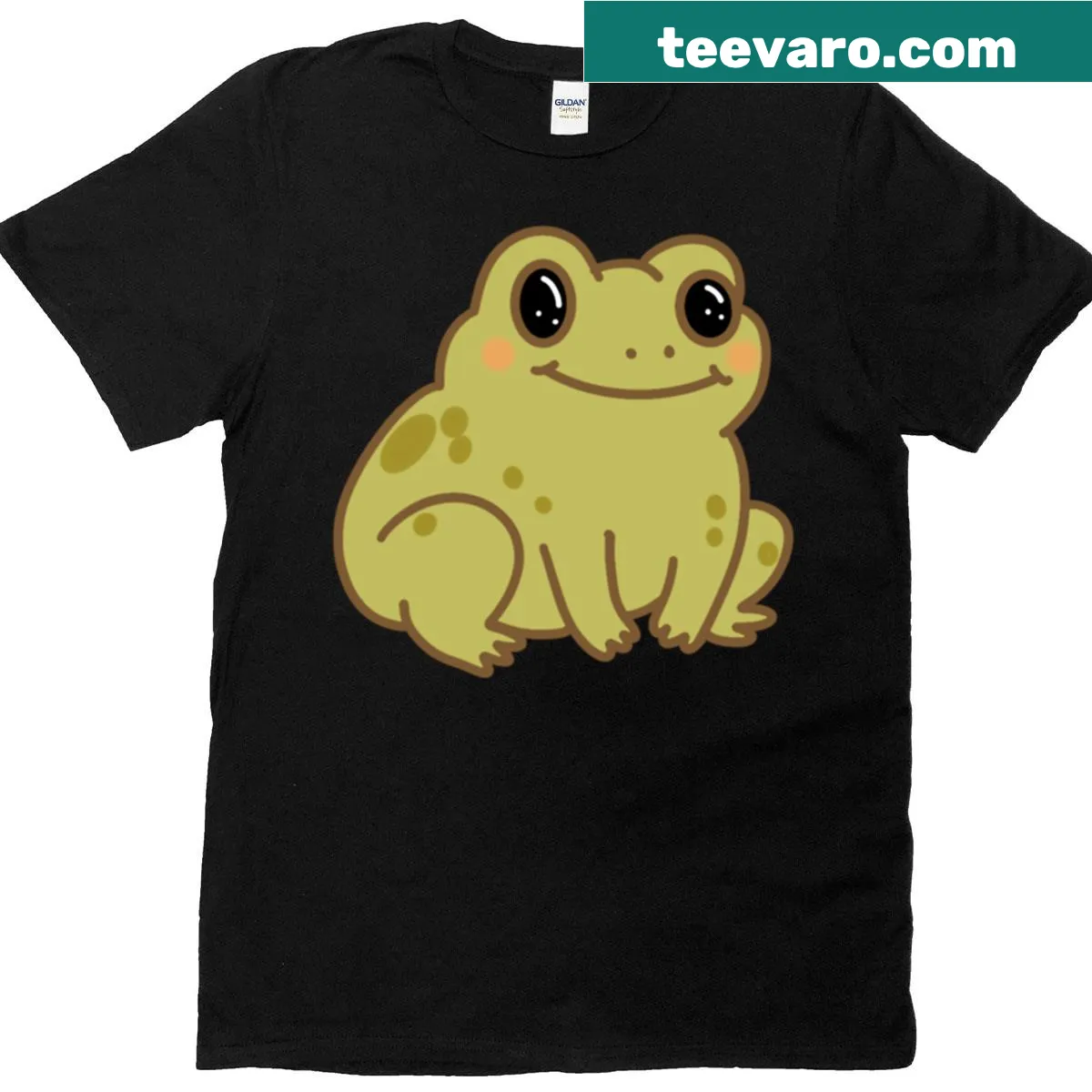 Illustrated cute frog design on a T-shirt — on a men's t-shirt