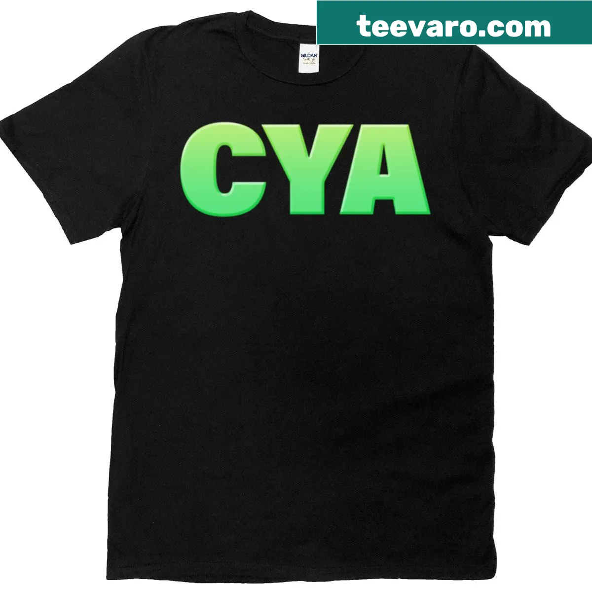 Bold typography t-shirt with the phrase 'Cya In Green' prominently featured. — on a men's t-shirt