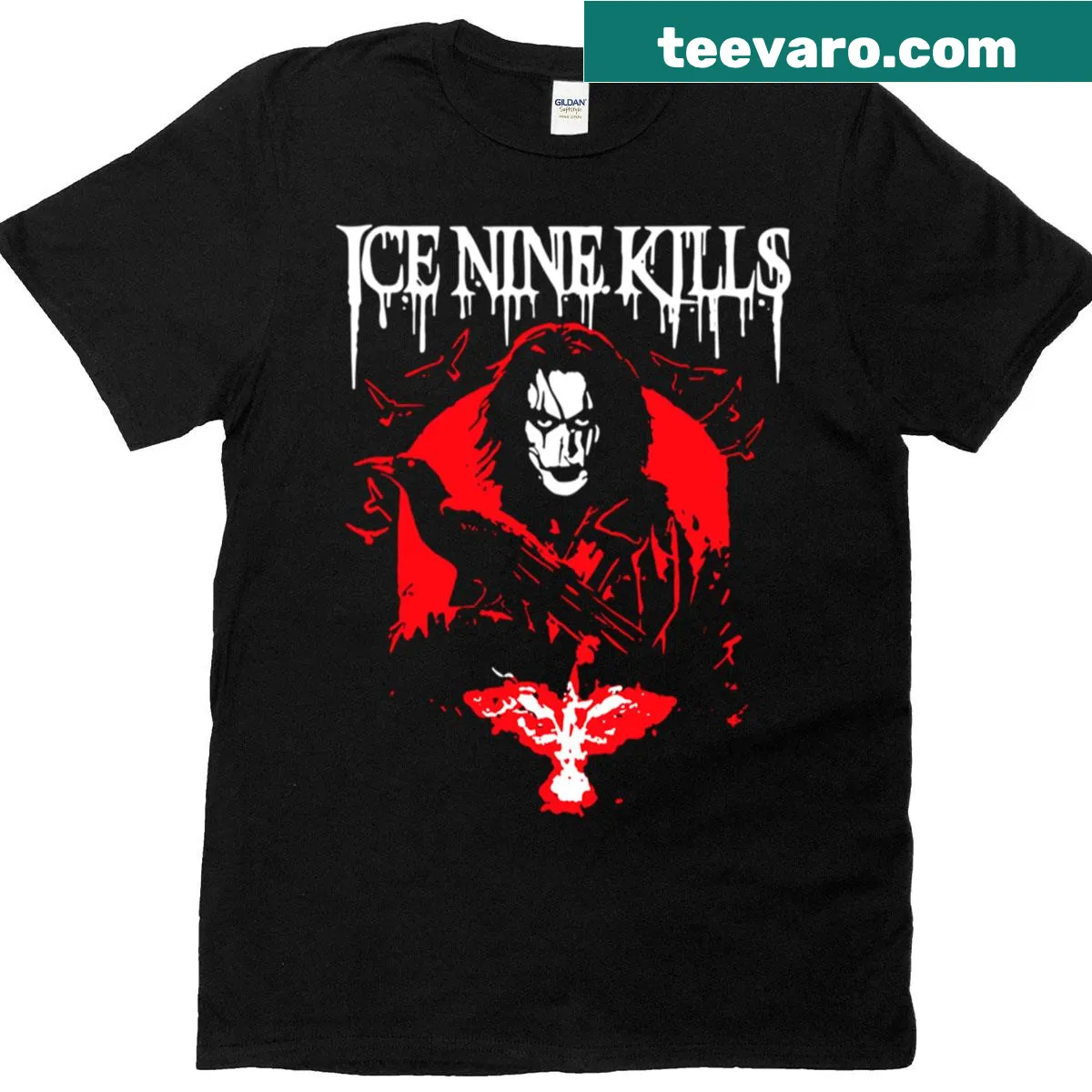 Typography t-shirt with the phrase 'Dark Verse Deep Riffs' — on a men's t-shirt