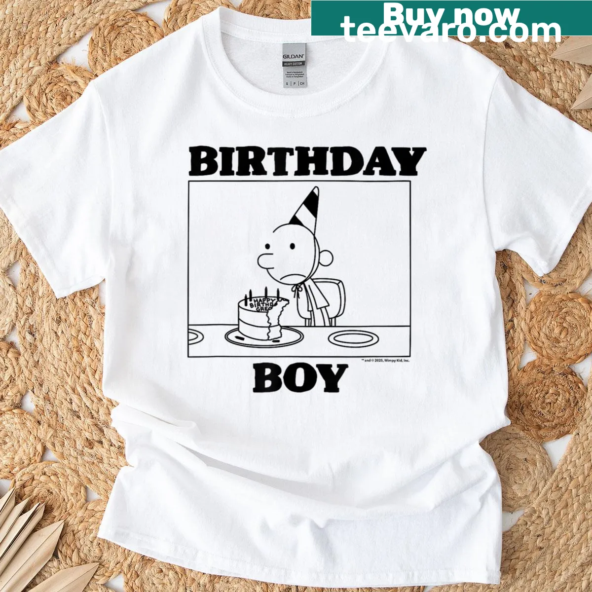 Comic panel design from Diary of a Wimpy Kid on a birthday T-shirt — on a men's t-shirt