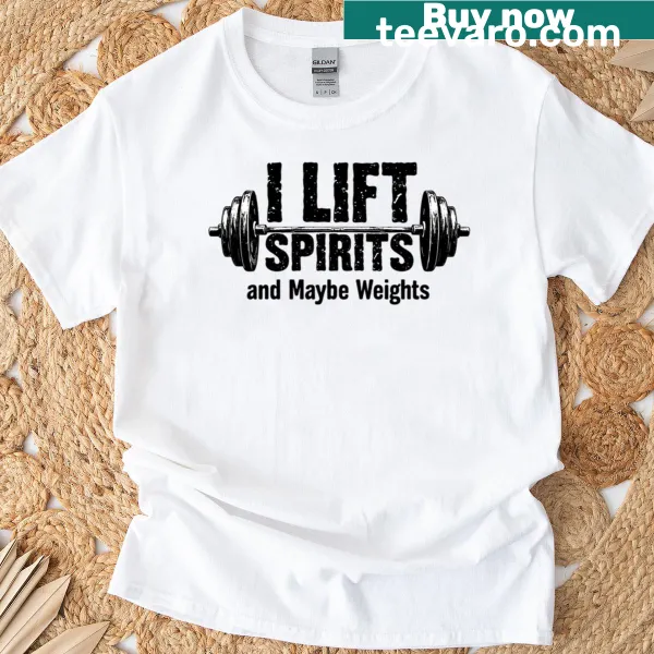 Weightlifting T-shirt with distressed barbell graphic