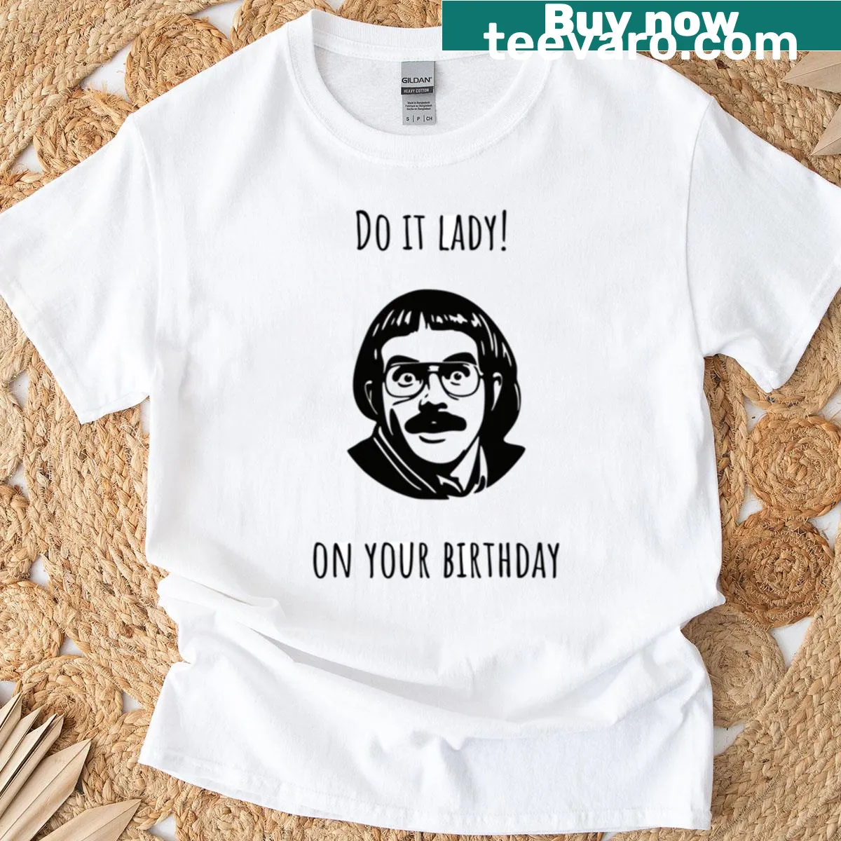 Funny birthday-themed T-shirt with a humorous phrase — on a men's t-shirt