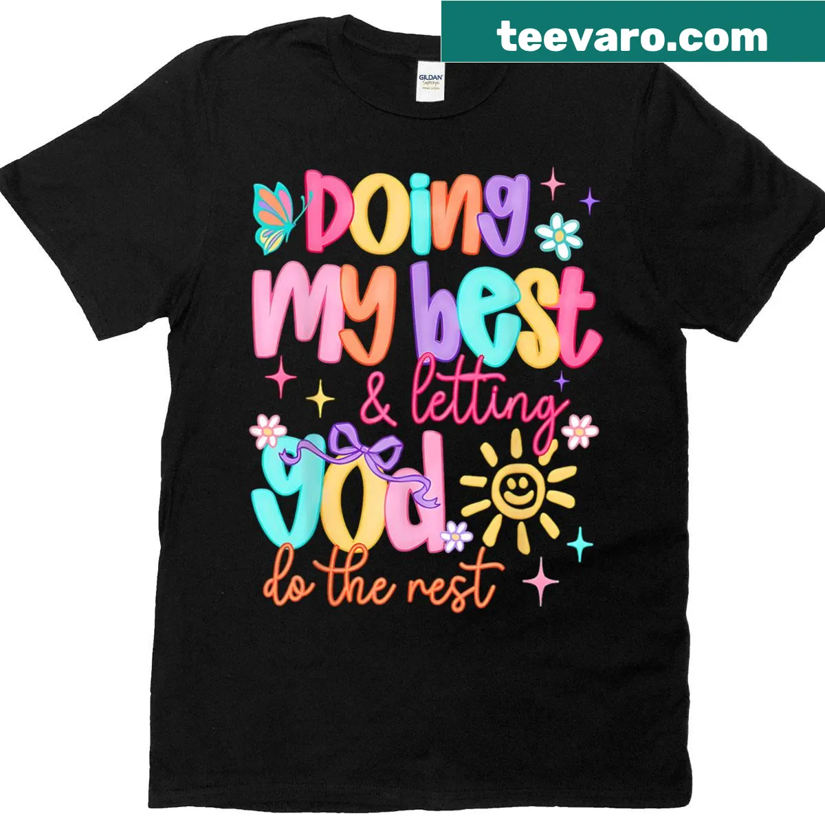 Inspirational faith-themed t-shirt with motivational quote — on a men's t-shirt