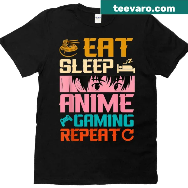 Kawaii graphic tee with anime and gaming slogan