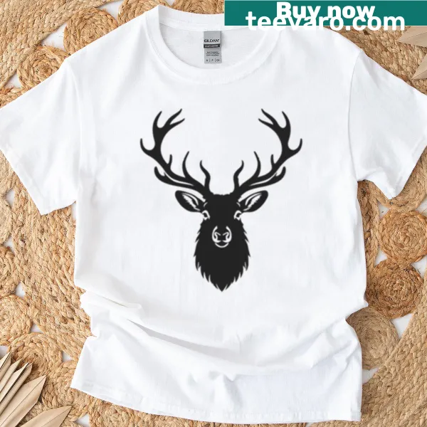 Minimalist elk silhouette on a casual t-shirt for nature lovers