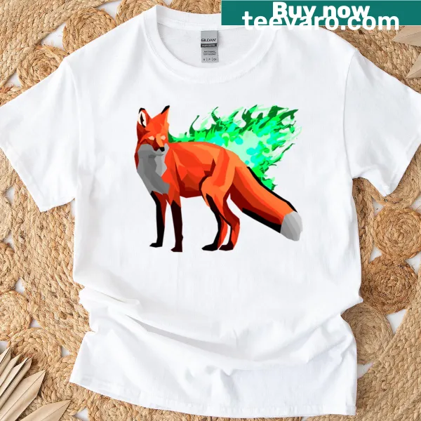 Low poly style t-shirt featuring a geometric silhouette of a fox