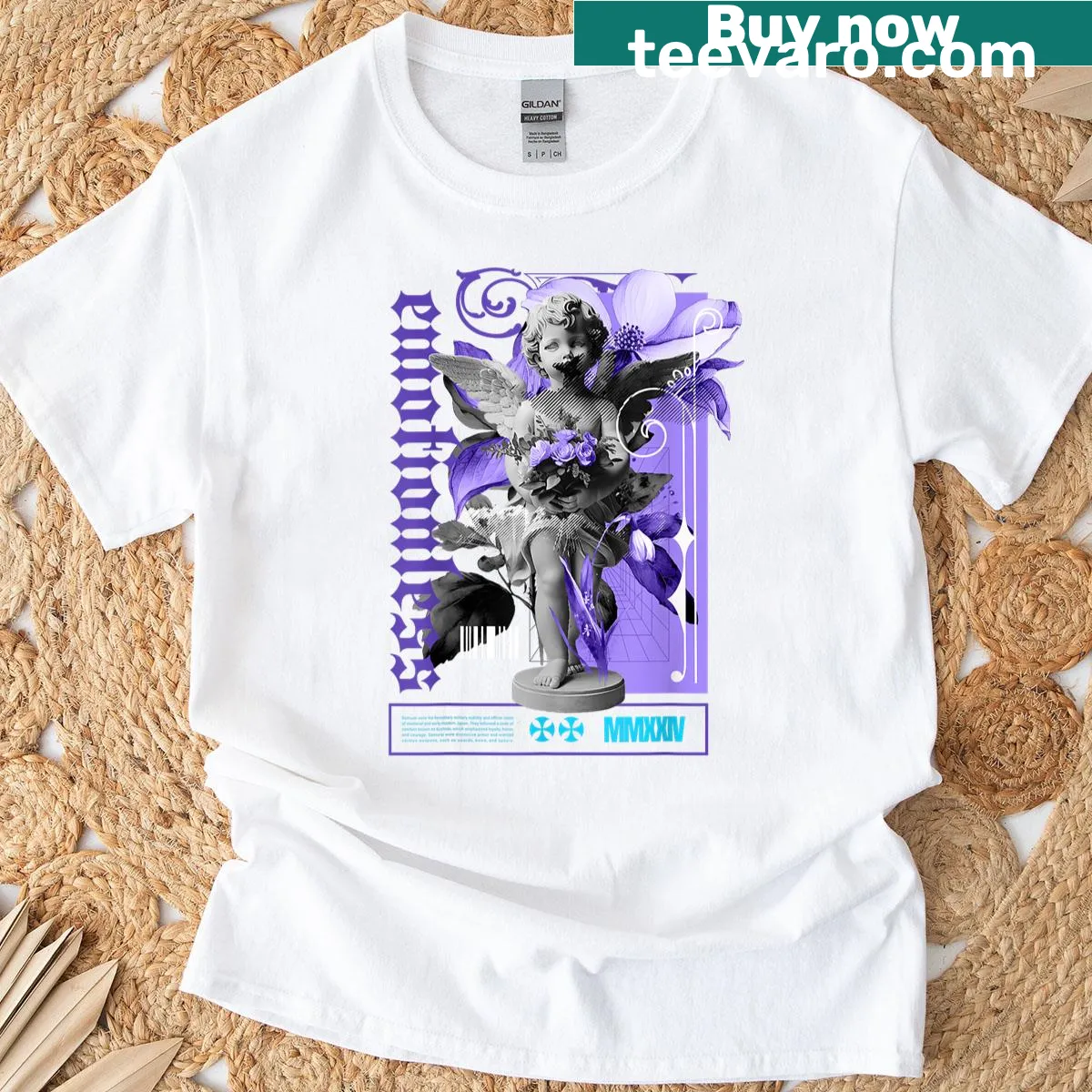Aqua matching tee featuring the word 'Emotionless' in bold typography — on a men's t-shirt