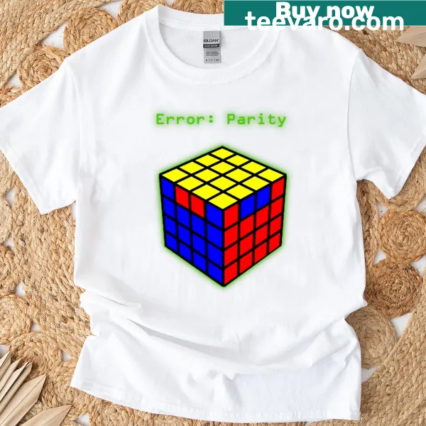 Graphic tee featuring text 'Error Parity' in a bold design